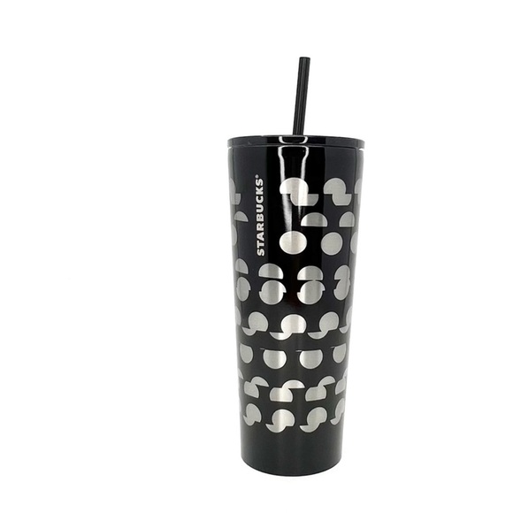 Starbucks Cold Cup Venti Double Walled Stainless Steel Black Silver 2018 New NWT - Picture 1 of 8